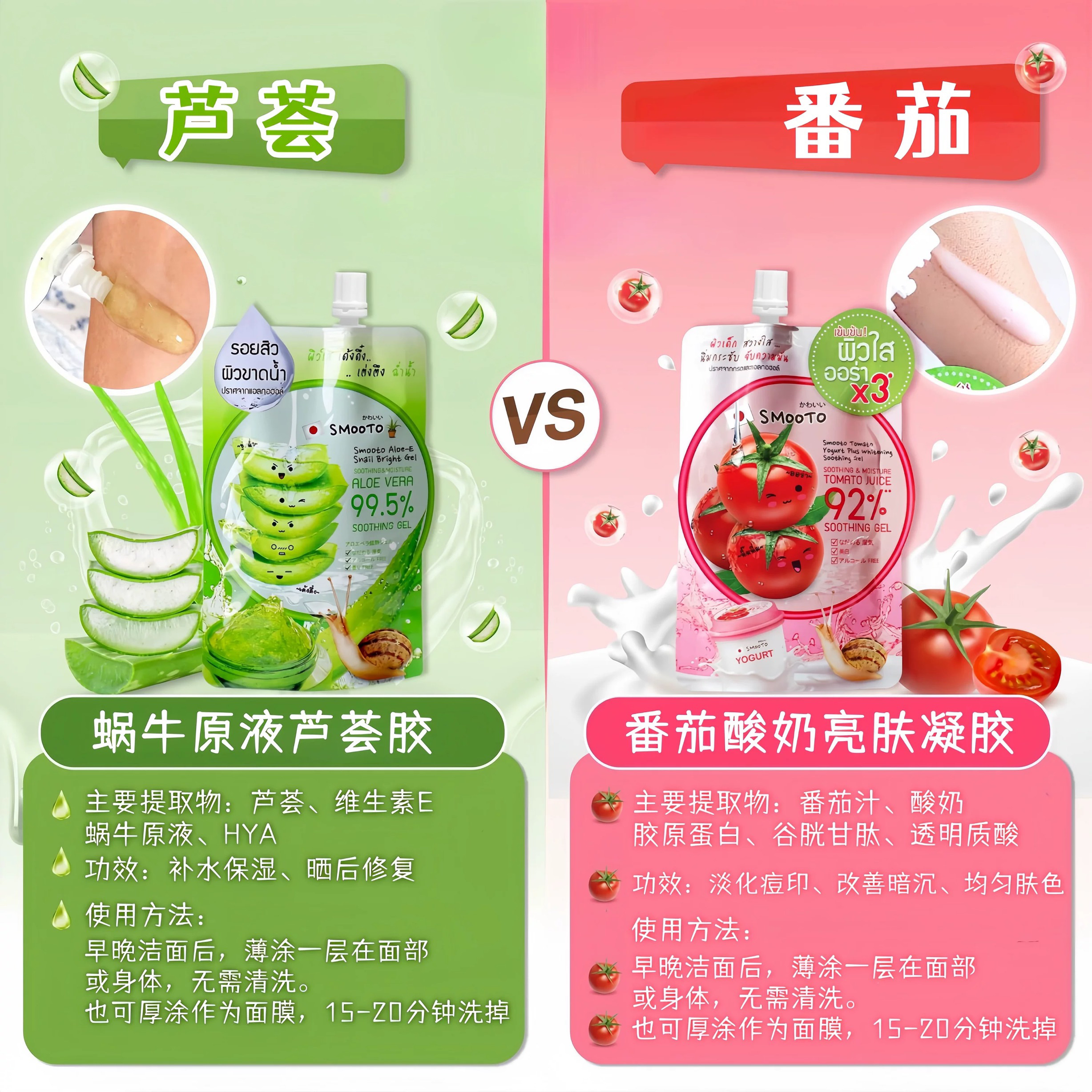 SMOOTO Tomato & Lemon VC Gel M - Snail Cream Gel ulasan dan harga